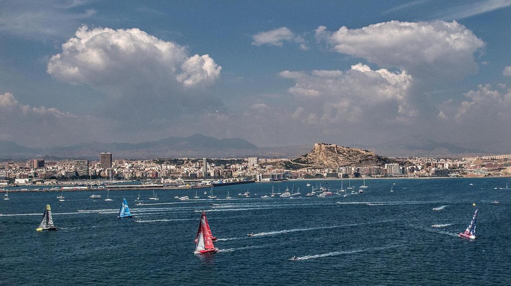 The fleet during the start of the In-Port Race in Alicante. ©  David Ramos / Getty Images/Volvo Ocean Race