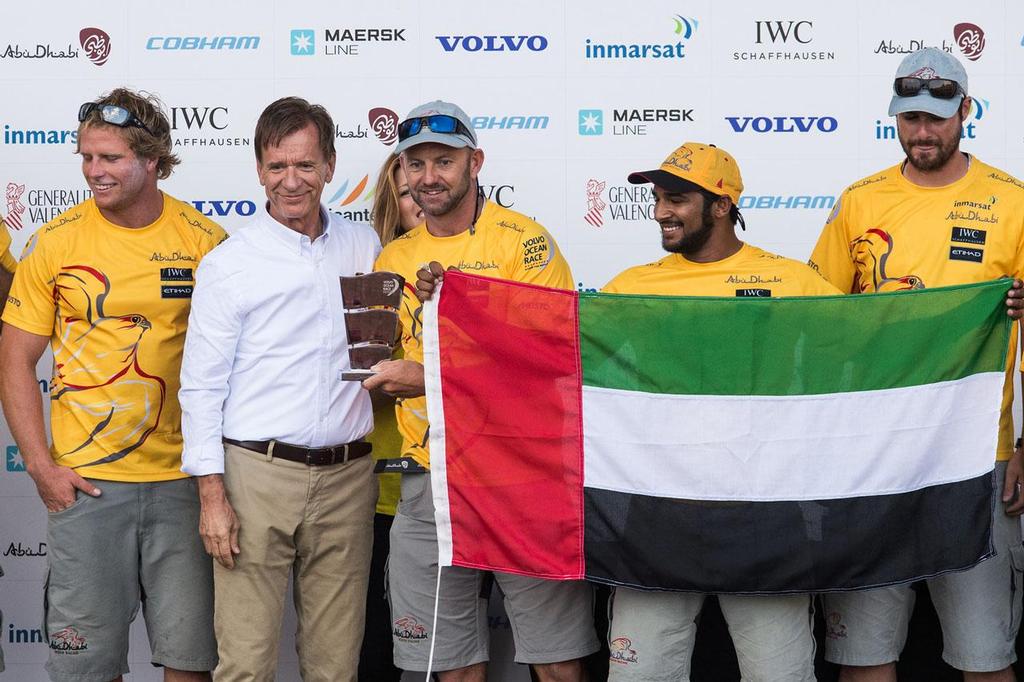 2014-15 Volvo Ocean Race - Abu Dhabi during the prize giving after the Alicante In-Port Race. ©  David Ramos / Volvo Ocean Race