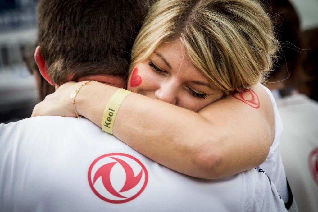 Team Dongfeng Race Team  say goodbye to their families on the pontoon before the Start of the Volvo Ocean Race, Leg 1 Alicante - Cape Town. photo copyright  Ainhoa Sanchez/Volvo Ocean Race taken at  and featuring the  class