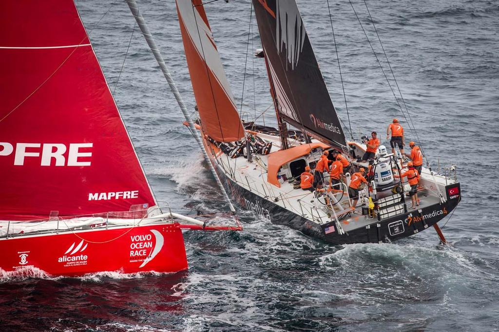 MAPFRE vs Team Alvimedica in the start of Leg 1 of the Volvo Ocean Race. photo copyright  Ainhoa Sanchez/Volvo Ocean Race taken at  and featuring the  class