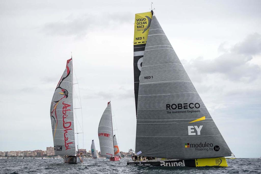 The fleet leave Alicante during the Start of Leg 1 of the Volvo Ocean Race from Alicante to Cape Town. photo copyright  David Ramos / Volvo Ocean Race taken at  and featuring the  class