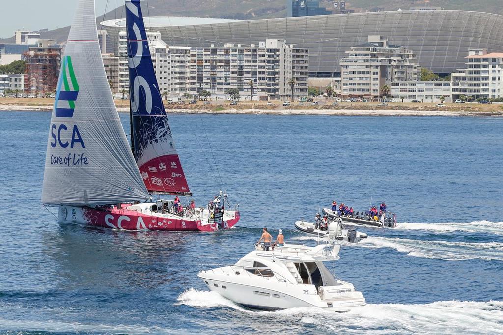 November 7, 2014. Team SCA just off of the coast of Cape Town coming in to complete Leg 1 photo copyright  Ainhoa Sanchez/Volvo Ocean Race taken at  and featuring the  class