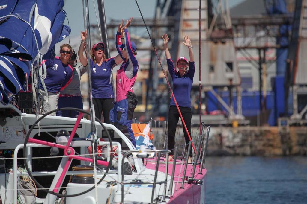 Team SCA arrives to the pontoon in Cape Town after completing Leg 1 in 6th place. ©  Charlie Shoemaker / Volvo Ocean Race