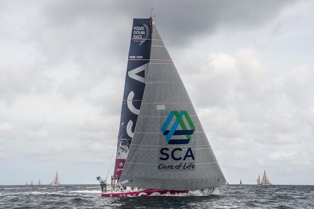Team SCA during the start of Leg 1 of the Volvo Ocean Race photo copyright  David Ramos / Volvo Ocean Race taken at  and featuring the  class