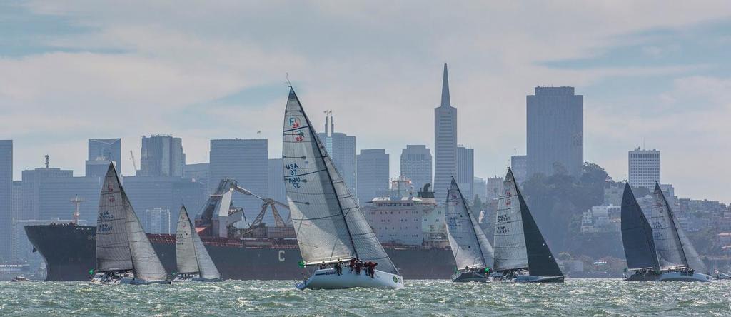 The Farr 40 Class races past the San Francisco city front. photo copyright  Rolex/Daniel Forster http://www.regattanews.com taken at  and featuring the  class