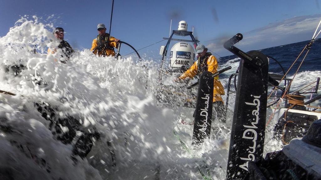 August 14, 2014. Round Britain Island Race Day 4 - OBR content Abu Dhabi Ocean Racing photo copyright  Justin Chisholm / Abu Dhabi Ocean Racing http://www.volvooceanrace.com taken at  and featuring the  class