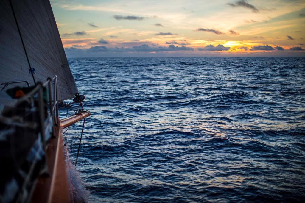 2014-15 Volvo Ocean Race. Leg 1 onboard Team Alvimedica. Day 4. It's a drag race to the Canary Islands with the fleet very compressed along the NW coast of Africa. Beautiful sailing conditions to conclude day 4, with the Canary Islands just a few hours away. photo copyright  Amory Ross / Team Alvimedica taken at  and featuring the  class