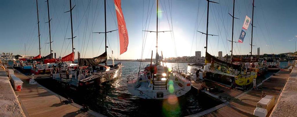 ALICANTE, SPAIN â€“ SEPTEMBER 12:  In this handout image provided by the Volvo Ocean Race, the fleet sail during Leg 0, a practice leg ahead of the start of the Volvo Ocean Race 2014-15, on September 12, 2014 in Alicante, Spain. The Volvo Ocean Race 2014-15 is the 12th running of this ocean marathon. Starting from Alicante in Spain on October 04, 2014, the route, spanning some 39,379 nautical miles, visits 10 ports in ten countries (Spain, South Africa, United Arab Emirates, China, New Zealand, photo copyright  Carmen Hidalgo/Volvo Ocean Race http://www.volvooceanrace.com/ taken at  and featuring the  class