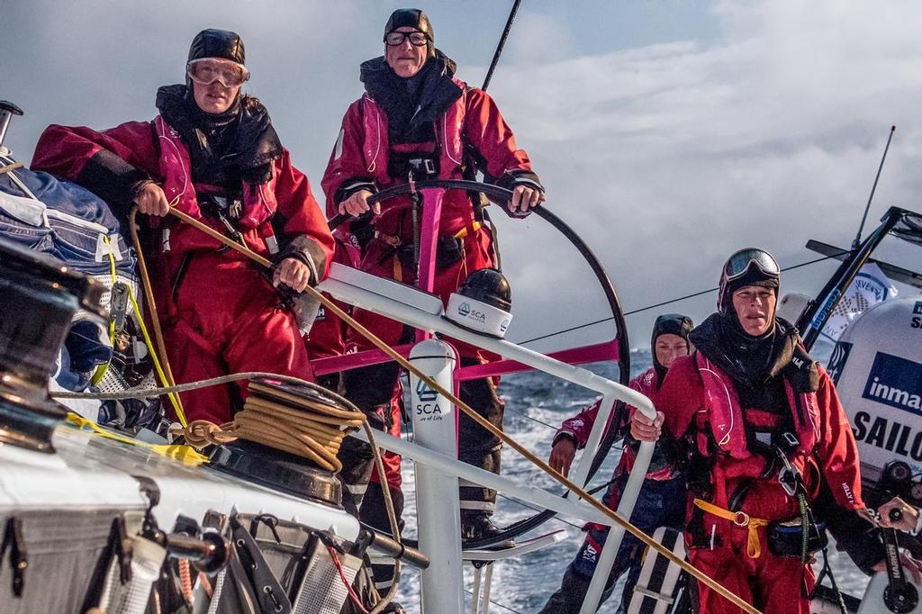August 14, 2014. Round Britain Island Race Day 4 - OBR content Team SCA: photo copyright Corinna Halloran - Volvo Ocean Race http://www.volvooceanrace.com taken at  and featuring the  class