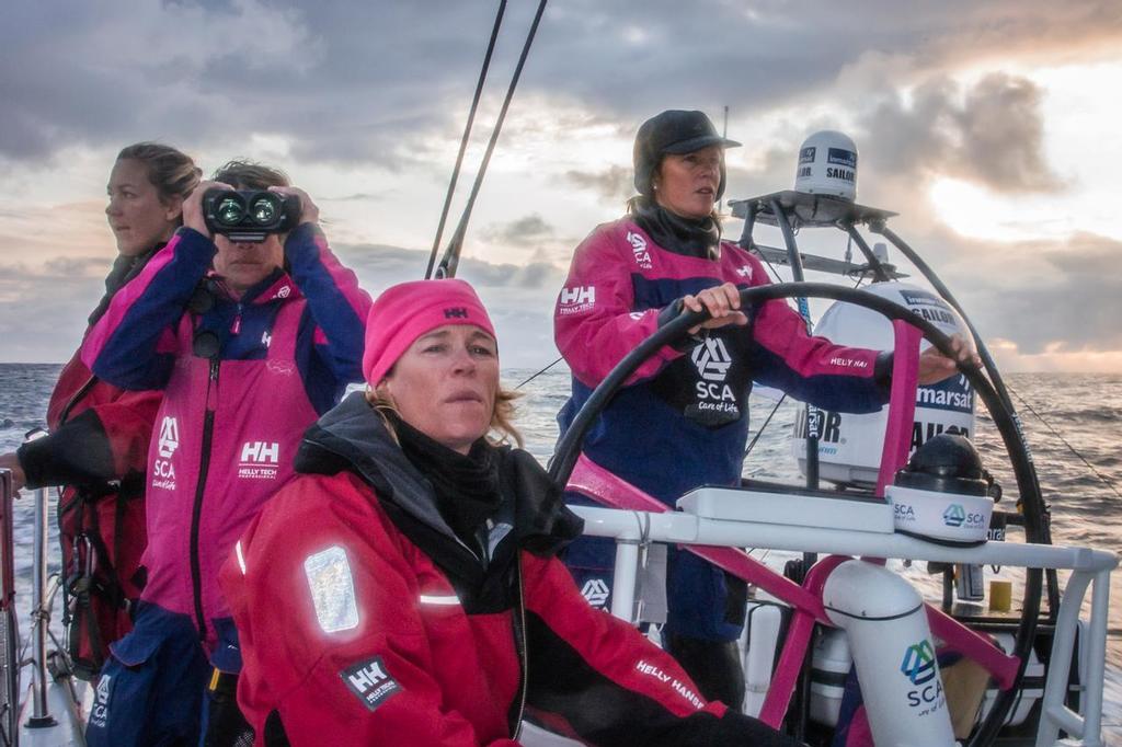 August 14, 2014. Round Britain Island Race Day 4 - OBR content Team SCA: photo copyright Corinna Halloran - Volvo Ocean Race http://www.volvooceanrace.com taken at  and featuring the  class