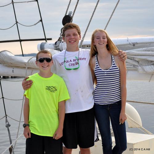 Teen students Garrod Clute (Bristol, Conn.), Ed Weschler (Chicago) and Maggie Dunbar (Newport, R.I.) became fast friends at Oliver Hazard Perry Rhode Island's most recent one-week teen camp aboard the Tall Ship Mystic. © Carol Hill http://www.ohpri.org/