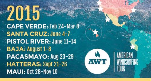 AWT 2015 schedule. © American Windsurfing Tour http://americanwindsurfingtour.com/