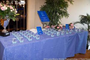 2014 Laser Masters Worlds prize table photo copyright Thom Touw http://www.thomtouw.com taken at  and featuring the  class