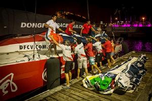 Dockside excitement as Dongfeng arrives in Alicante for the start of the Volvo Ocean Race 2014-15 photo copyright Dongfeng Race Team taken at  and featuring the  class