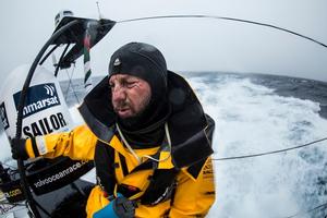 November 2, 2014. Leg one onboard Abu Dhabi Ocean Racing. Ian Walker go pro portrait. Hard conditions in the Southern Ocean. - Volvo Ocean Race 2014-15 photo copyright Matt Knighton/Abu Dhabi Ocean Racing taken at  and featuring the  class