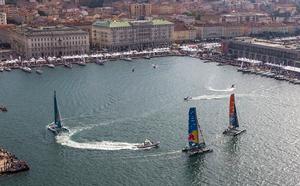 Aerial show of the Land Rover Extreme Sailing Team in action at the Barcolana 46 regatta in Trieste. photo copyright Studio Borlenghi http://www.carloborlenghi.net/ taken at  and featuring the  class