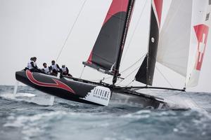 Anna Tunnicliffe also crews as tactician aboard Alinghi - 2014 Extreme Sailing Series photo copyright SW taken at  and featuring the  class