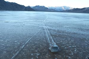 One of the GPS rocks with its trail on a cold morning when the pond surface is still covered with ice. photo copyright Mike Hartmann taken at  and featuring the  class