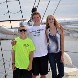 Teen students Garrod Clute (Bristol, Conn.), Ed Weschler (Chicago) and Maggie Dunbar (Newport, R.I.) became fast friends at Oliver Hazard Perry Rhode Island's most recent one-week teen camp aboard the Tall Ship Mystic. photo copyright Carol Hill http://www.ohpri.org/ taken at  and featuring the  class