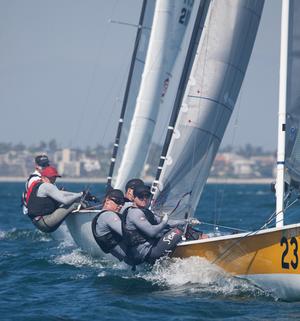Left: your regatta leaders in order on the starboard tack layline: 149, 38, and 211. photo copyright Peter Howson / www.yachtracing.us taken at  and featuring the  class