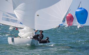 David Clark, Sean O’Rourke, Emma O’Rourke and Will Northam bring Fifteen+ home to a win. - 2014 Etchells Queensland State Championship photo copyright  John Curnow taken at  and featuring the  class