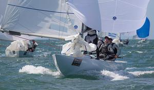 Matt Chew, Brian Donovan, Bill Cuneo and Ash Deeks on Gen XY. - 2014 Etchells Queensland State Championship photo copyright  John Curnow taken at  and featuring the  class
