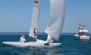 Tusk cross the line for a win. - 2014 Etchells Queensland State Championship photo copyright  John Curnow taken at  and featuring the  class