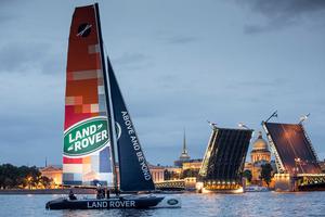 Land Rover Extreme 40 sailing on the River Neva during Saint Petersburg's famous White Nights. The interim report covers up to Act 4, Saint Petersburg. photo copyright Lloyd Images taken at  and featuring the  class