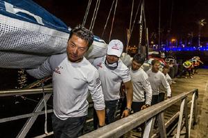 Dockside excitement as Dongfeng arrives in Alicante for the start of the Volvo Ocean Race 2014-15 photo copyright Dongfeng Race Team taken at  and featuring the  class