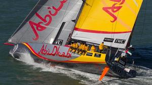 Abu Dhabi Ocean Racing's striking  Azzam (Arabic for 'determination') - Sevenstar Round Britain and Ireland Race 2014 photo copyright Ian Roman http://www.ianroman.com taken at  and featuring the  class