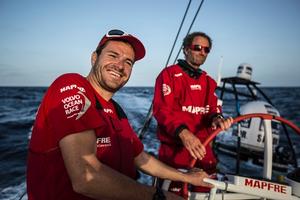 October 18, 2014. Leg 1 onboard MAPFRE. Anthony Marchand and Michel Desjoyeaux, very good friends and very good sailors - Volvo Ocean Race 2014-15 photo copyright Francisco Vignale/Mapfre/Volvo Ocean Race taken at  and featuring the  class