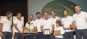 Artie crew with the Boccale Del Mediterraneo Trophy, Rolex Chronometer and the Rolex Middle Sea Race Trophy. photo copyright  Rolex/ Kurt Arrigo http://www.regattanews.com taken at  and featuring the  class