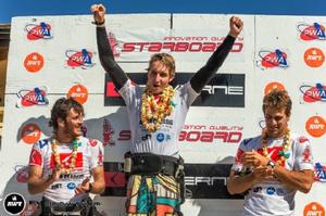 The PWA men's podium. PWA Severne Starboard Aloha Classic 2014. photo copyright Si Crowther / AWT http://americanwindsurfingtour.com/ taken at  and featuring the  class