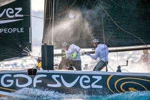 A wet ride at times on the GC32.  - GC 32 The Great Cup Marseille One Design 2014 photo copyright Sander van der Borch/The Great Cup taken at  and featuring the  class