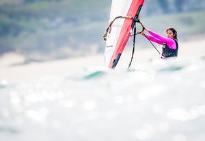 Lumpy conditions for the Women's RS:X - Ciudad de Santander Trophy - 2014 ISAF Worlds Test Event Penultimate Day photo copyright Martinez Studio taken at  and featuring the  class