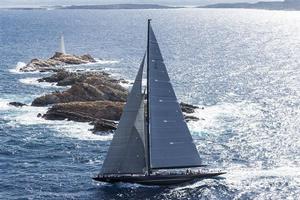 LIONHEART (NED) passes close to the rocks at Monaci on her way to the finish off Porto Cervo - 2014 Max Yacht Rolex Cup photo copyright  Rolex / Carlo Borlenghi http://www.carloborlenghi.net taken at  and featuring the  class