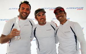 Portobello, 2014 Audi Melges 20 U.S. National Championship — From left to right: Cesar Gomes Neto, John Bowden and Andre Forseca (tactician) photo copyright  JOY | IM20CA taken at  and featuring the  class