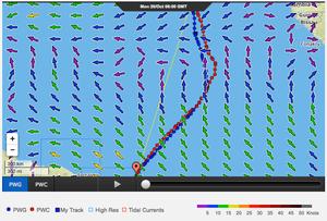 Projected course options for race leader Mapfre - 0640hrs UTC 20 October 2014 photo copyright PredictWind http://www.predictwind.com taken at  and featuring the  class