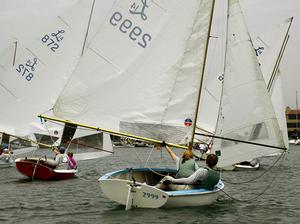 Peter Beale and crew Lisa Baertein chase the leaders downwind photo copyright Rich Roberts taken at  and featuring the  class
