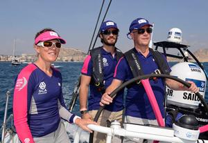 Volvo Ocean 2014-15 Inport Race in Alicante with Prince Carl Philip of Sweden, Jan Johansson CEO SCA and Johan Heden, friend of SCA onboard. photo copyright Rick Tomlinson / Team SCA taken at  and featuring the  class