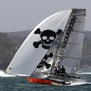 The Appliancesonline 'pirate ship'came home fast for fourth place - Australian 18 Footer League’s Club Championship Race two photo copyright Australian 18 Footers League http://www.18footers.com.au taken at  and featuring the  class
