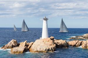 The fleet at Monaci lighthouse - 2014 Maxi Yacht Rolex Cup - 2014 Max Yacht Rolex Cup photo copyright  Rolex / Carlo Borlenghi http://www.carloborlenghi.net taken at  and featuring the  class