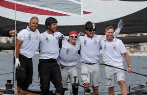 Anna Tunnicliffe and the winning Alinghi team - Extreme Sailing Series, Nice France photo copyright Lloyd Images/Extreme Sailing Series taken at  and featuring the  class