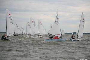 Deaves (2156) and Turner (2169) lead the field during the OK Dinghy Europeans in Steinhude. photo copyright  Petra Joob taken at  and featuring the  class