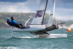 Lucy Macgregor-Andrew Walsh - GBR aiming for first ever Nacra 17 Games berth at ISAF Santander Worlds 2014. photo copyright  Paul Wyeth / RYA http://www.rya.org.uk taken at  and featuring the  class