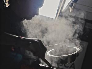 Preparing food onboard Team SCA - 2014-15 Volvo Ocean Race photo copyright Team SCA taken at  and featuring the  class