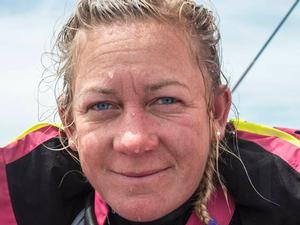 Volvo Ocean Race - October, 2014. Leg 1 onboard Team SCA. Sophie Ciszek rised with a bit of fresh water after working on the bow in the Southern Ocean. photo copyright Corinna Halloran / Team SCA taken at  and featuring the  class