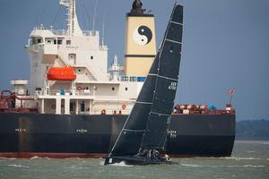 A busy Solent as Varuna comes up to the finish in Cowes - 2014 Sevenstar Round Britain and Ireland Race photo copyright Patrick Eden/RORC taken at  and featuring the  class