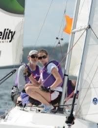 Dave Dellenbaugh, of the Yale Corinthian Yacht Club team, and daughter Becca Dellenbaugh, compete on Day 1 of the 2014 Morgan Cup photo copyright Stuart Streuli / New York Yacht Club taken at  and featuring the  class