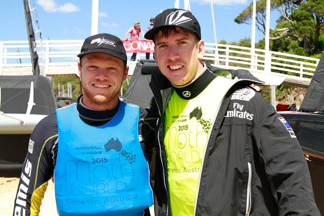 2015 World Champion Peter Burling (right) with Nathan Outteridge - 2015 International Moth World Championship © Teri Dodds http://www.teridodds.com